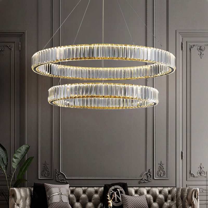 Light extravagant crystal living-room pendant light rear modern minimalist atmospheric annular personality net red home minimalist bedroom dining room lamp