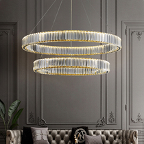 Light luxury crystal living room chandelier post-modern simple atmosphere ring personality Net red home minimalist bedroom dining room lamp