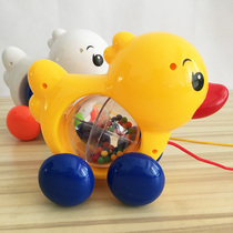 Baby toddler puzzle pull duck toy with Rattle function early education pull cord ducklings