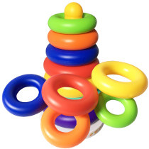 Rainbow stacked ring colorful bell tumbling tumbler toy 0-3-6-9 months baby toy