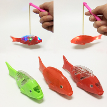 Simulation animal fish running fast luminous projection music portable electric toy swing small fish will run