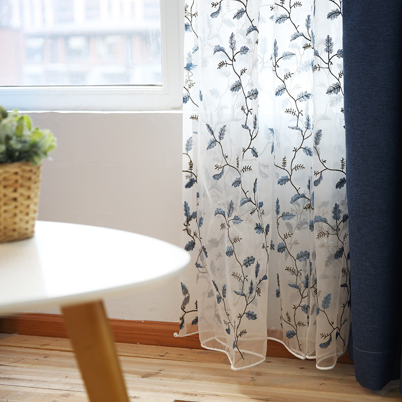 American Countryside Balcony Yarn cord Curtain Bedroom Living Room Upscale Embroidered Fresh Fields Garden Curtains Augen Yarn Shading Cloth