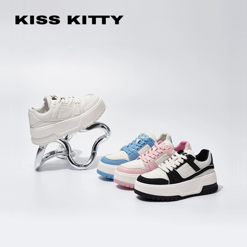 Kisskitty Step Blue Series Маленькая белая туфли женская 2023 весна новая туфли панды толстая повседневная доска