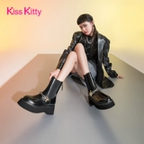 [Рекомендация Naiwan] KISS KIST KITTY SHORT BOOTS Женские весенние и осенние ботинки толстые нижние ботинки Chelsea Chain Chain Sigarette Boots