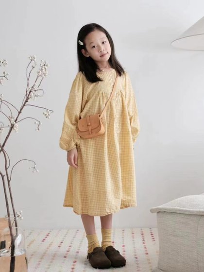 Lovinyanna童装 亲子款~印度花色连衣裙 女童母女夏装长袖连衣裙