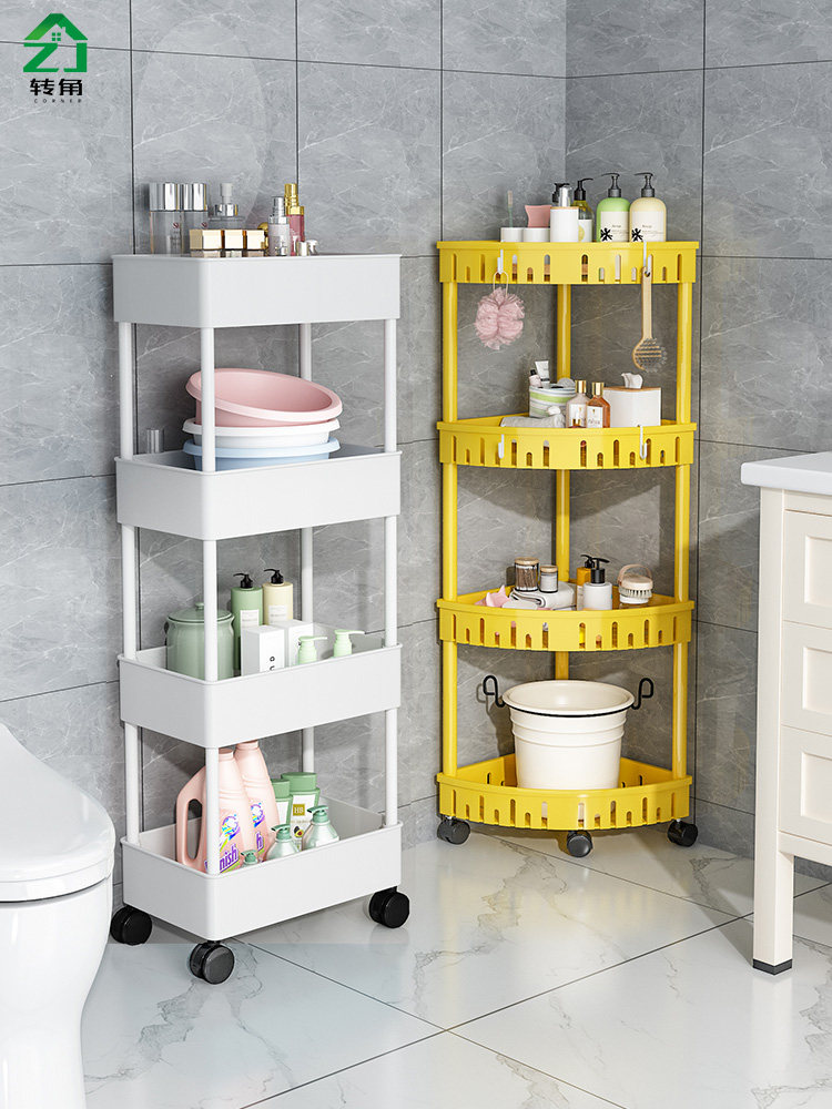 [USD 11.87] Bathroom shelf floor to ceiling triangle plastic bathroom