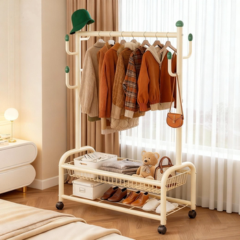 Clothes Rack, Floor-Standing Coat Rack, Bedroom Clothes Rack, Movable Household Clothes Drying Rack, Living Room Simple Clothing Storage Rack