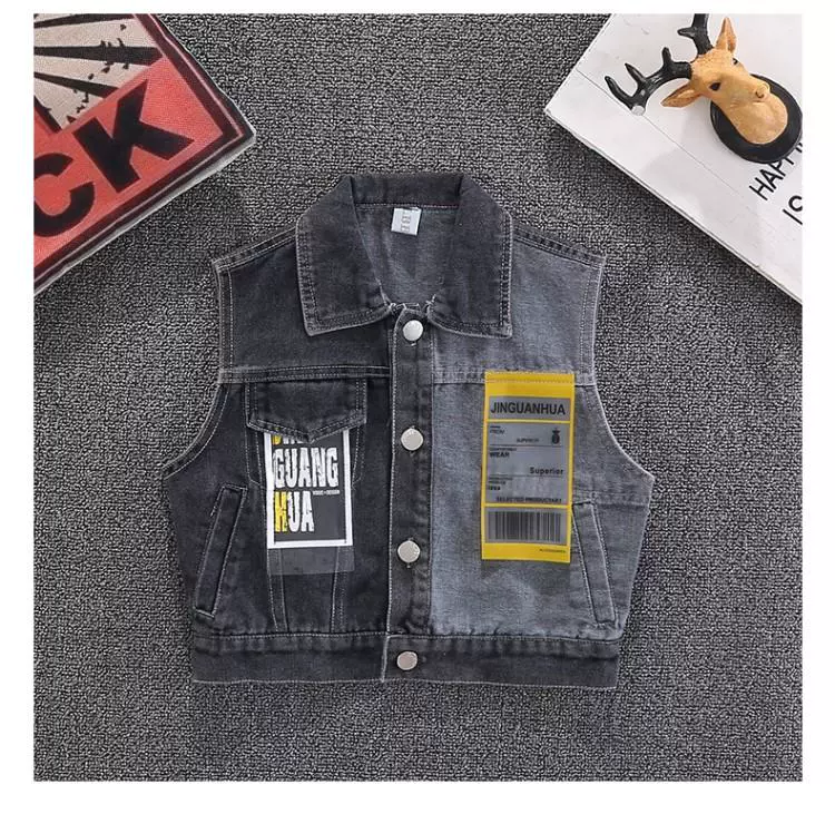 Áo vest denim trẻ em bé trai 2020 phong cách hàn quốc mới Áo khoác nam ngoại, xu hướng thời trang trẻ em áo khoác ngoài - Áo ghi lê