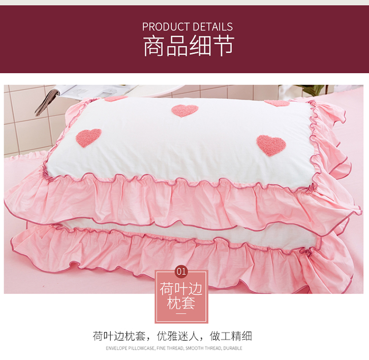 Cotton Hàn Quốc công chúa gió giường ren váy một gia đình bốn đơn giản giường bông chăn 1.8m miễn phí vận chuyển - Bộ đồ giường bốn mảnh chăn ra gối