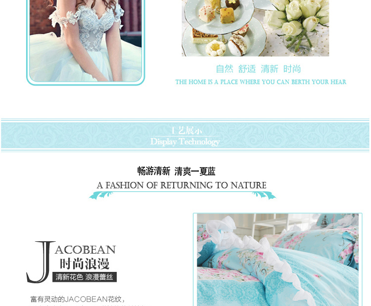 Bộ đồ giường bằng vải bông phiên bản Hàn Quốc của bộ đồ 4 mảnh cotton công chúa ren váy gió công chúa váy ngủ 1.8m1.5 - Bộ đồ giường bốn mảnh gối kèm chăn