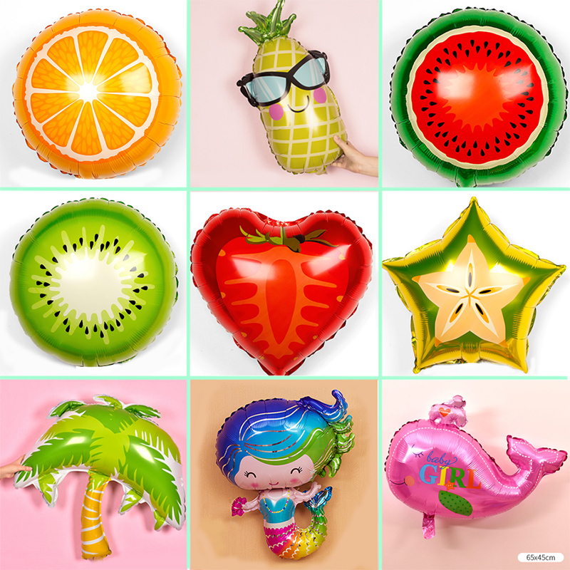 Fruit Cartoon Aluminum Foil Balloon Apple Watermelon Pineapples Baby Birthday Arrangement Party Supplies Balloon Decoration