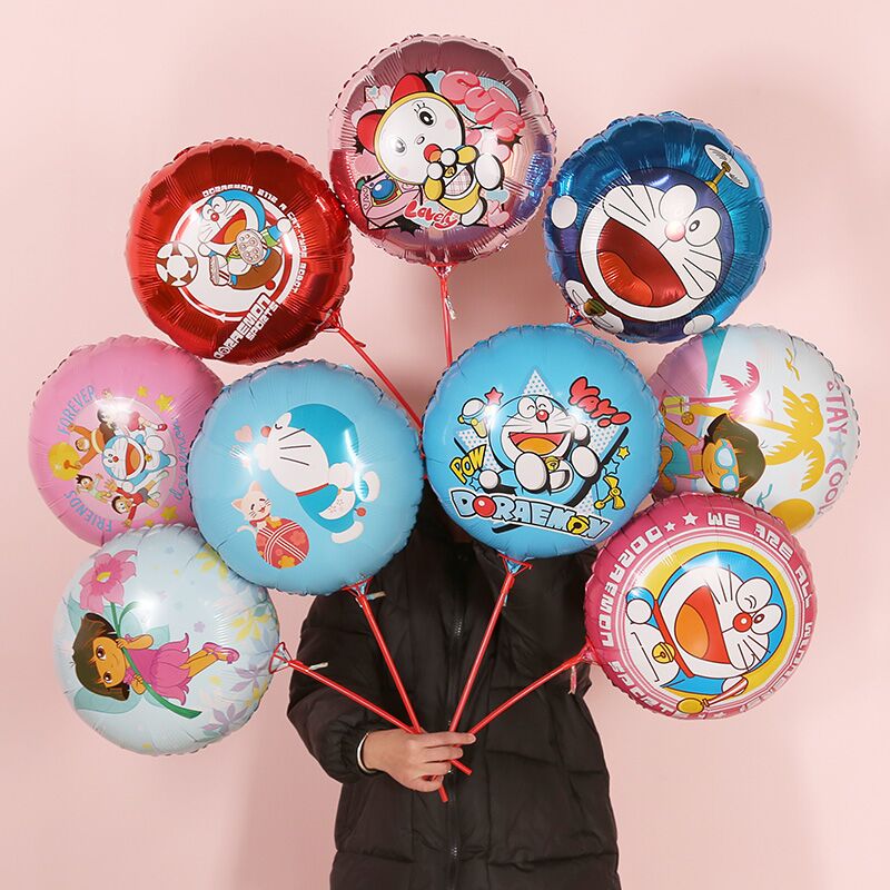 Cartoon Bite When Cat Machine Cat Birthday Decoration Scene Arrangement Handheld Stick Aluminum Film Balloon Children Party Small Gift