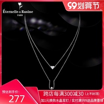 French timeless simple sterling silver necklace Korean double-layer choker choker ladies diamond pendant short neck chain