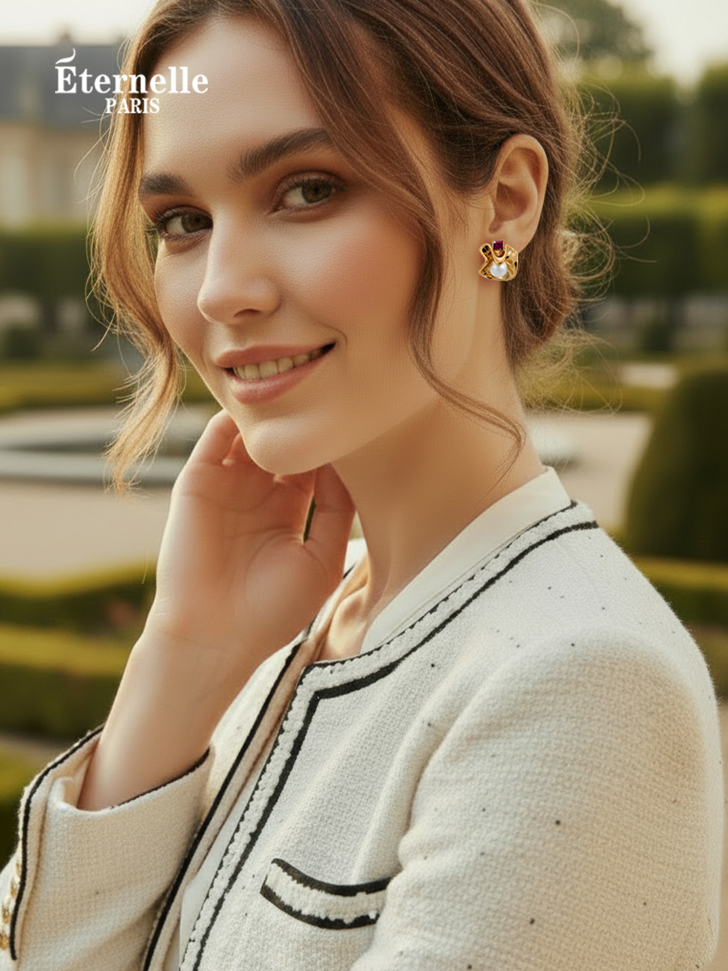 Eternelle French Eternal Flowing Shadow Bead Earrings, Small and Unique Design Earrings for Women, Simple and Fashionable Earrings