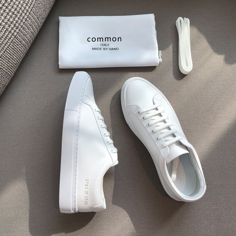 Couple Style Genuine Leather Common White Sneakers for Women 2026 Spring Versatile Fashion Full Leather Casual Shoes Men's Flat Sneakers