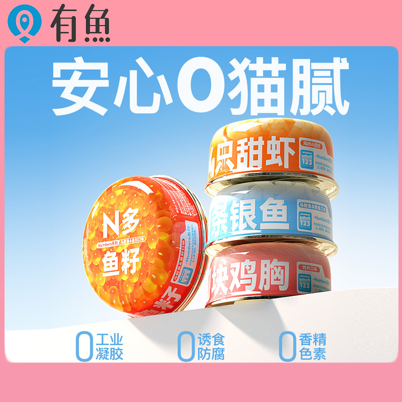 Canned Fish Cat Food, Cat Snacks, Chicken Breast, Nutritious, Fattening, Hydrating Wet Food, Special for Adult Cats and Kittens, Broth Can, Whole Box