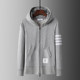Tb classic hooded sweatshirt jacket for men and women loose knitted cardigan zipper four-bar casual sportswear high version