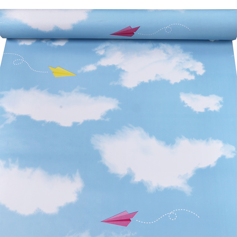 Self - adhesive wallpaper blue sky and white cloud sticker with adhesive wallpaper self - adhesive bedroom warm roof decorative wall sticker