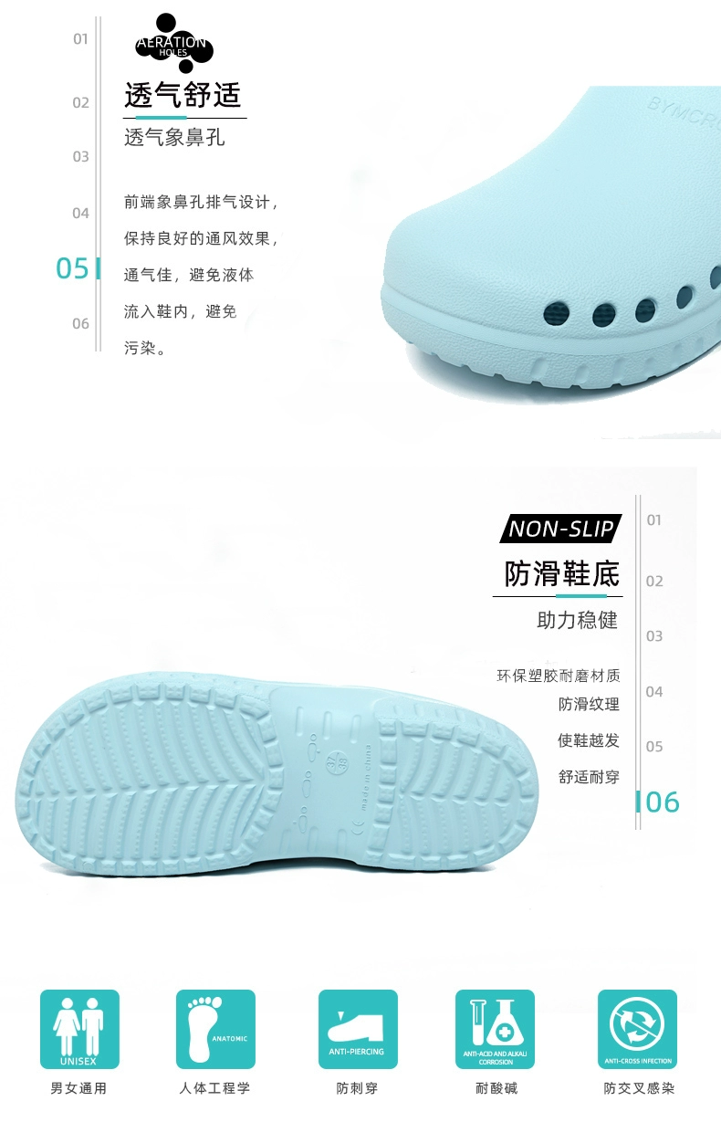 Operating room slippers for men and women, medical non-slip toe-toe doctor and nurse slippers, nursing room slippers, work experimental clogs