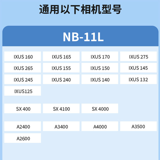 NB-11L 충전기 배터리는 Canon IXUS125240265155145245ishs에 적합합니다.