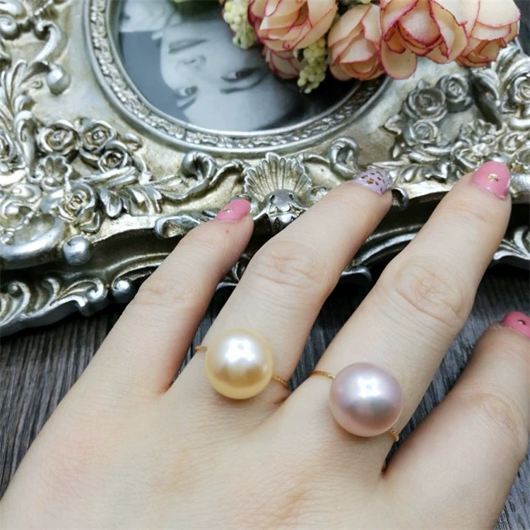 | Nhẫn ngọc trai lớn 12MM tự nhiên | Vàng vàng 14K nhập khẩu | Không dị ứng không phai màu | Bánh tròn mẫu nhẫn nữ đẹp 2021