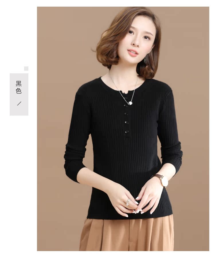 Tháng 9 Momo 2019 thu đông mùa thu mới của phụ nữ áo len mỏng Áo len dệt kim đáy quần nữ phiên bản hàn quốc ao len nu