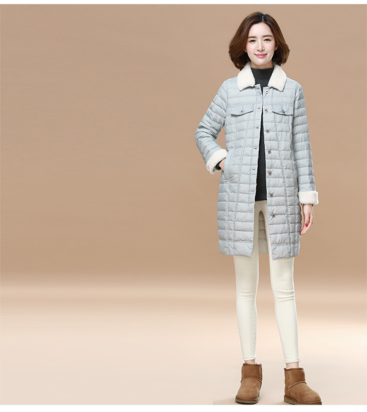Tháng 9 Momo 2018 thu đông của phụ nữ mới khâu tóc cừu trong phần dài của phụ nữ cotton phiên bản Hàn Quốc của quần áo cotton lỏng áo khoác lông vũ nữ