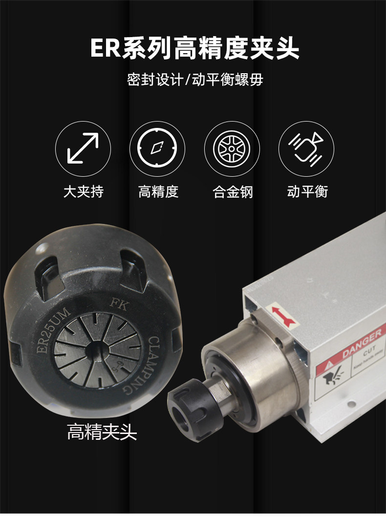 Шпиндель 低速主轴 打孔专用主轴 1.5kw 雕刻机电主轴 高速电机95*82