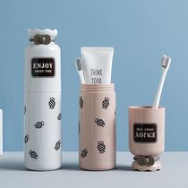 Dormitory female cute plastic ins style simple with lid gargle Cup cylinder bucket travel outside belt portable storage set