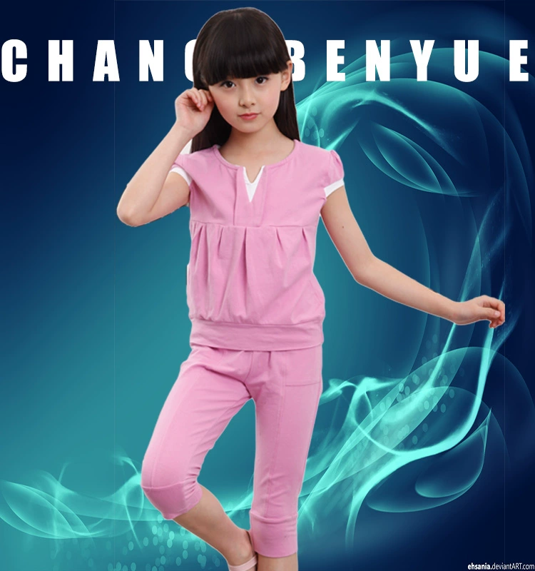 Quần áo trẻ em 2018 mới cho bé gái mùa hè phù hợp với mùa hè Nữ lớn trẻ em thể thao ngắn tay áo hai dây phù hợp với bé gái mùa hè