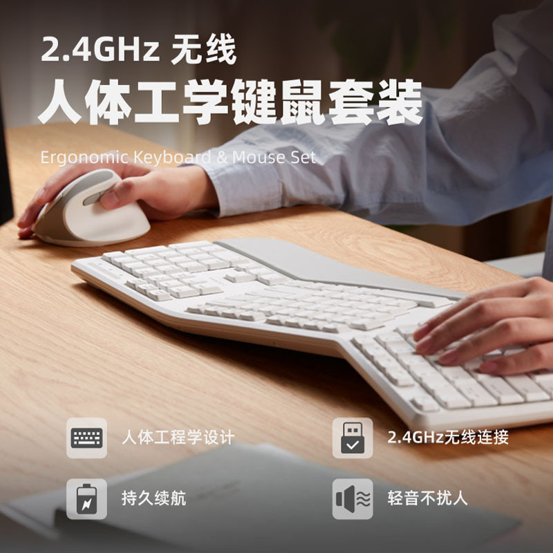 Japan Sanwa Wireless Keyboard and Mouse Set for Office Use, Ergonomic Keyboard and Mouse for Men and Women, Silent and Universal