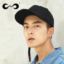 Cuckle cap ins tide card baseball cap mens Korean version of Joker spring and summer long ribbon break hole to do old big head black hat