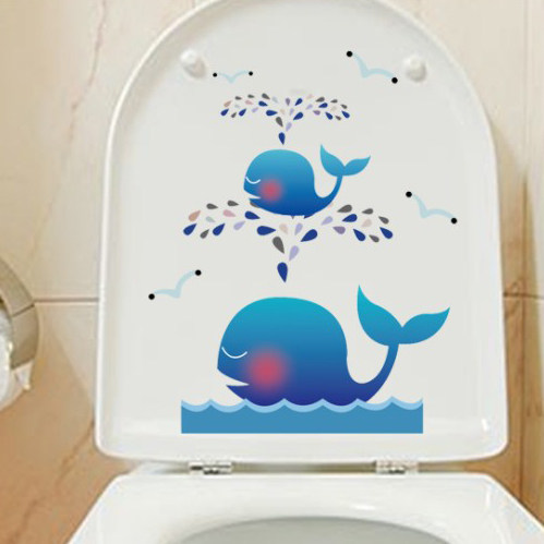 Toilet cover stickers cartoon decorative stickers Creative personality funny waterproof powder room wall stickers cover defects wall cover ugliness