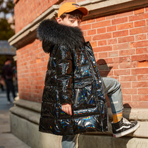 Boys down clothes in the middle of a new winter foreign air white duck suede Childrens Thickened Jacket Korean version bright face