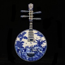 Blue and white baby playing hand-painted porcelain pipa height 61 width 35 thickness 6