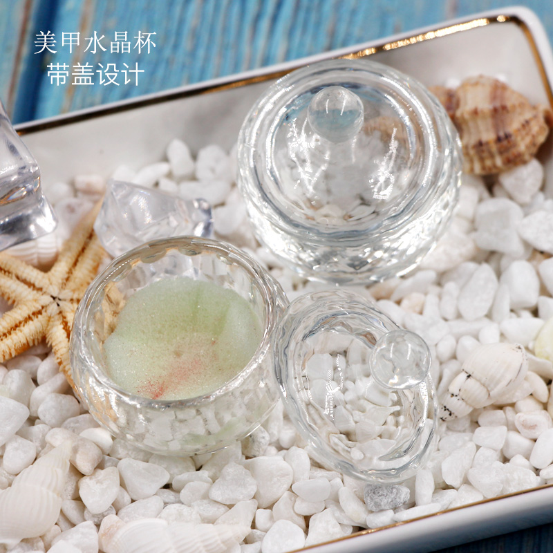 Dụng cụ làm móng tay ETEM rửa bút cốc sạch rửa nước cốc pha lê có nắp tròn dụng cụ làm móng - Công cụ Nail dụng cụ nail