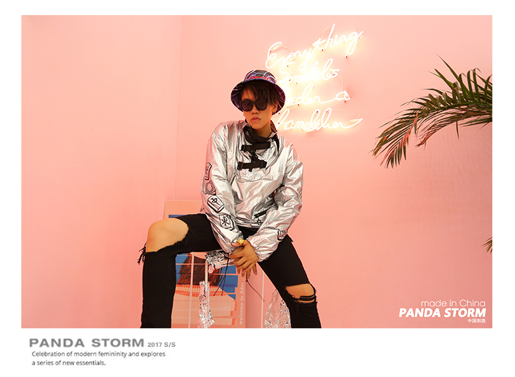 Panda bão PANDA STORM tide thương hiệu bạc cờ bạc phải giành chiến thắng hip hop loose áo gió áo khoác nam triều quốc gia