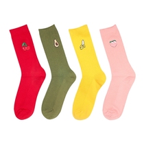 39 yuan 5 pairs of fruit embroidered socks children avocado cherry banana socks Korea cute college style Japanese