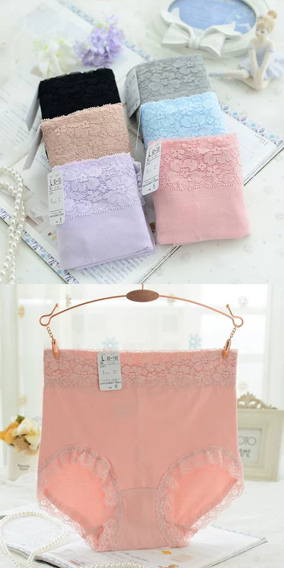 Quần lửng cạp cao nữ đơn giản thoải mái Nhật Bản gió liền ren cotton dày bụng