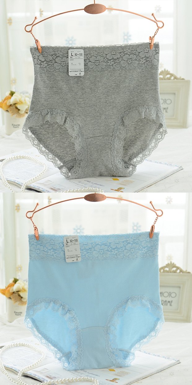 Quần lửng cạp cao nữ đơn giản thoải mái Nhật Bản gió liền ren cotton dày bụng quan lot nu cho nguoi gia
