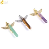 Добро пожаловать в Love Cupid Angel Cwing Collese Inlade Prinestone Подвеска натуральный хрустальный шестиугольный гексагональный призму -Бесплатная судоходство с раз