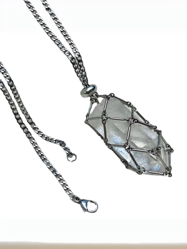 Металлическая бамбуковая плетеная подвеска из нержавеющей стали, натуральная вода, кварц, природная руда