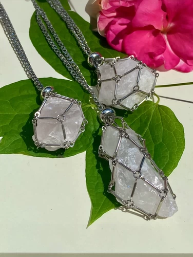 Металлическая бамбуковая плетеная подвеска из нержавеющей стали, натуральная вода, кварц, природная руда