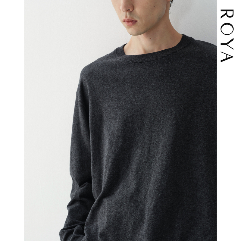 Roya |   Cashmere-Cotton Blend Knit Spring Style Casual Knit Round Neck Tee
