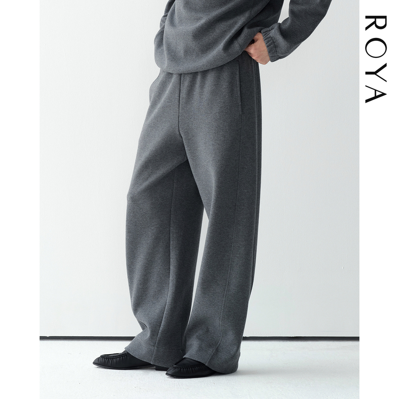Roya |   Nissan Double-Woven Temperature-Locking Organic Cotton Double-Sided Floral Yarn Drawstring Simple Scimitar Casual Sweatpants
