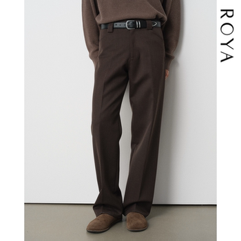 Roya | merino wool blended straight trousers imported from australia, dark floral yarn heavyweight 700g