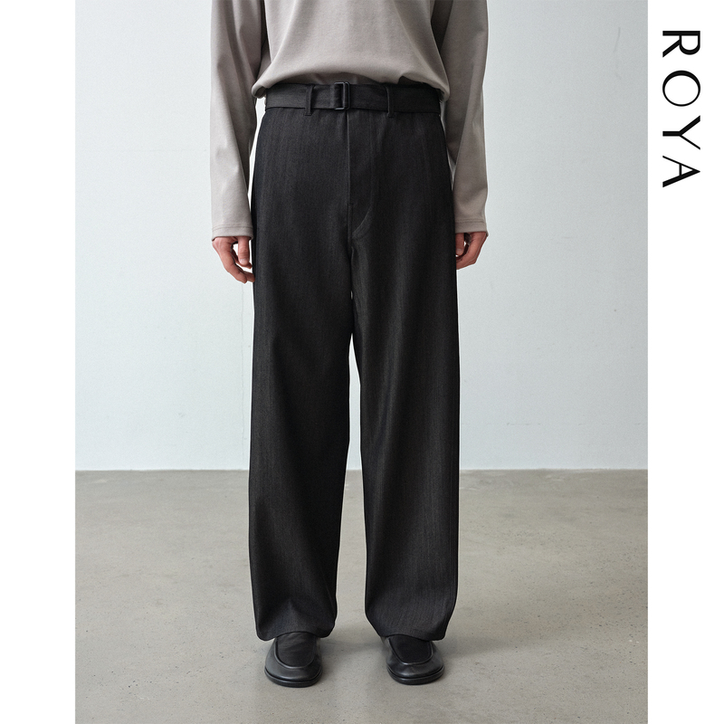 Roya丨Silk-Smooth Australian Wool Denim Belt Jeans Workwear Old Money Style Wool Fine-Spun Y2K Fashion Silhouette Roya丨Silk-Smooth Australian Wool Denim Belt Jeans Workwear Old Money Style Wool Fine-Spun Y2K Fashion Silhouette