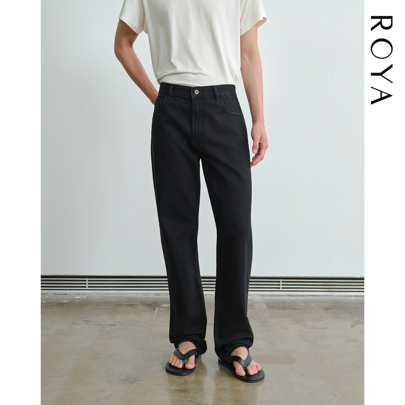 Roya | Kanglong Cone Classic Black Light Wash Straight-Leg Jeans, Everyday Commuting Jeans, Spring Style Roya | Kanglong Cone Classic Black Light Wash Straight-Leg Jeans, Everyday Commuting Jeans, Spring Style