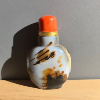 Mongolian lezin natural brazilian agate snuff bottle