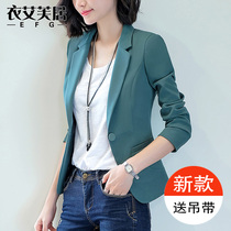 Small suit woman jacket 2021 Spring autumn new Korean version 100 lap casual blouses short style Body Temperament Black West Suit